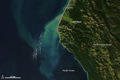 NASA/MODIS image of Eel River sediments December 9, 2012
